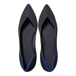 Rothy’s The Point Black Honeycomb Knit Flats Black Size 9 NWOT